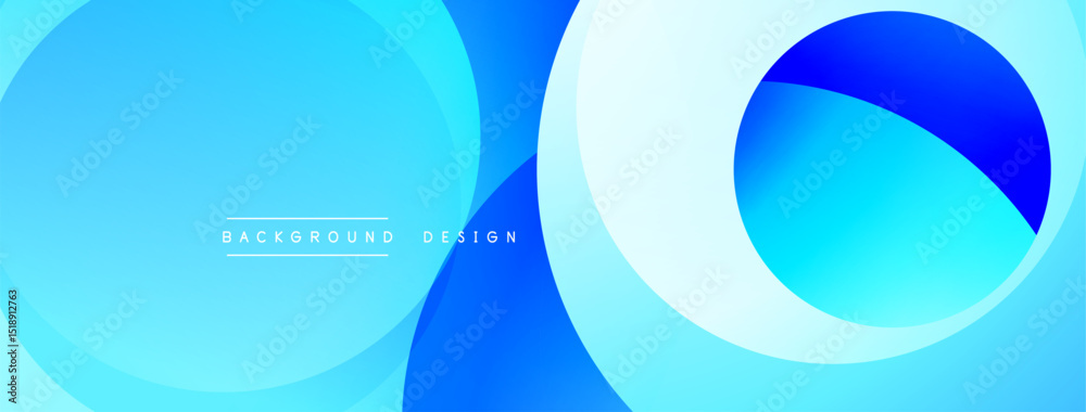Poster Abstract blue background. Overlapping circles create dynamic visual effect. Modern design elements present smooth gradients.