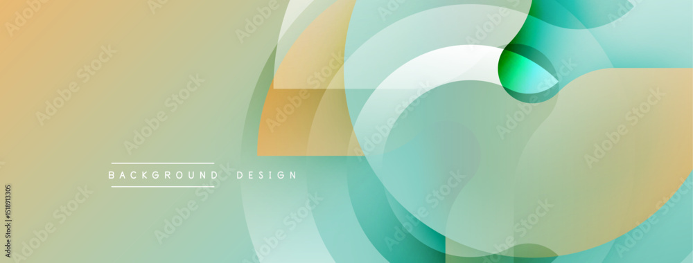 Aufkleber abstract geometric design. soft color palette blends beige, green, turquoise. overlapping circles cr
