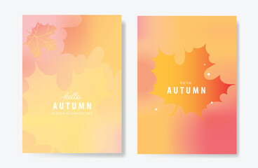 Abstract colorful gradient fruit card background set. Minimalist poster with lemon. Modern Fall and Autumn wallpaper design for drink menu, promotion, beverages, ads. 
