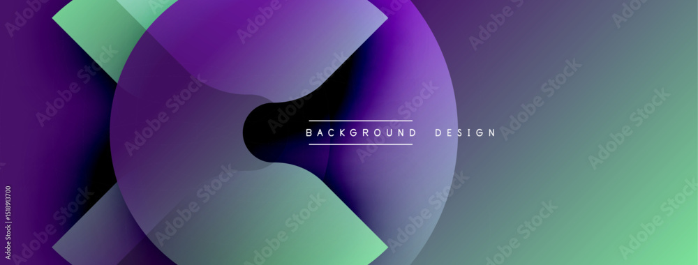 Aufkleber Abstract gradients overlap, creating dynamic visual effect. Purple, green hues dominate composition. Modern design element.