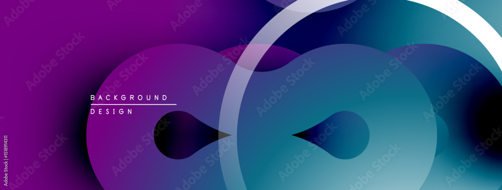 Poster abstract fluid shapes, vibrant purple, teal gradients. modern design, smooth transitions, dynamic co
