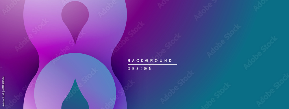 Poster abstract gradient shapes overlap. purple, blue hues create modern background design. minimalist aest