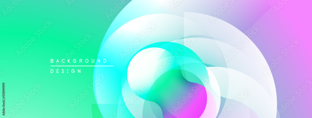 Aufkleber Abstract gradients blend, creating dynamic circular forms. Soft hues transition from turquoise to violet. Minimalist design evokes modern aesthetic.