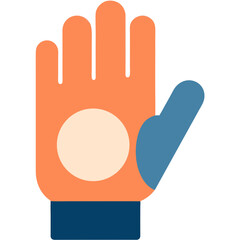 Obraz premium Stylized Orange Glove with Blue Thumb and Wristband, Beige Palm Patch