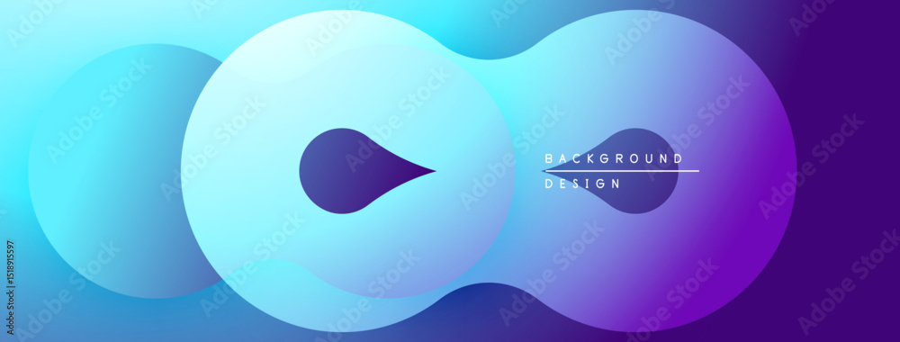 Fototapete abstract fluid shapes, blue purple gradient. modern design, smooth curves, dynamic composition. back