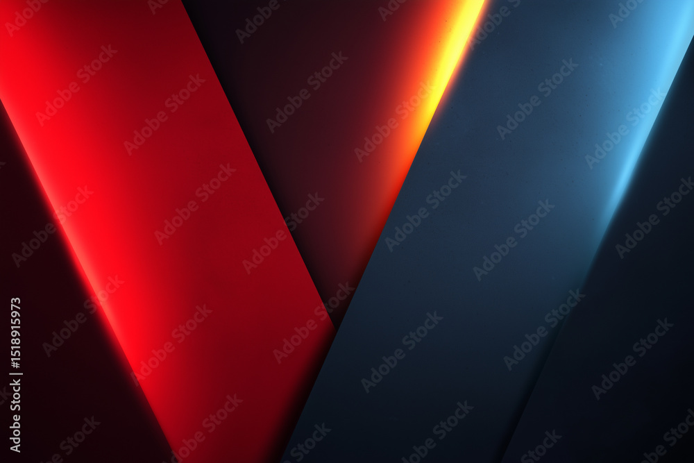 Aufkleber Abstract background with bold red and blue angular shapes, glowing edges, modern dynamic energy