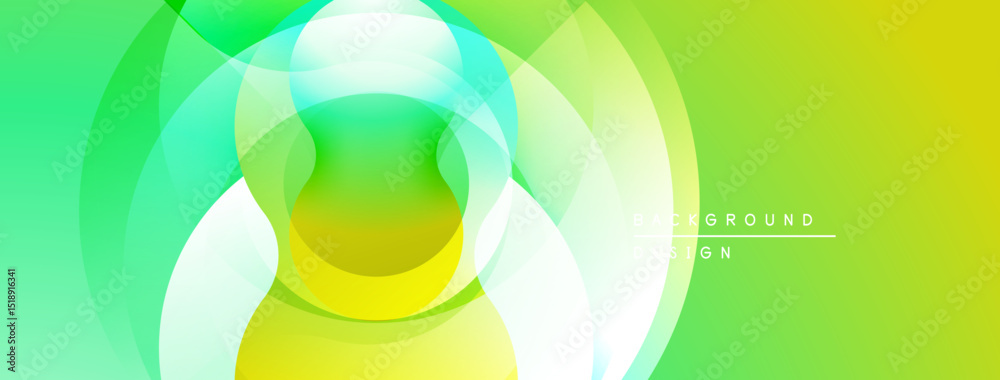 Aufkleber Abstract vibrant background. Overlapping circles create dynamic visual effect. Green, yellow, turquoise hues blend seamlessly. Modern design element.
