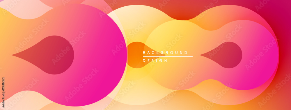 Aufkleber abstract shapes overlap, creating vibrant gradient effect. warm colors dominate composition, suggest