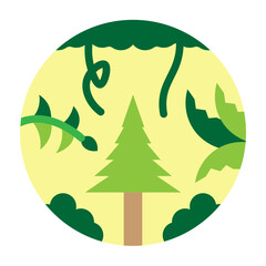 Vines and Ferns Vector Flat Icon Design