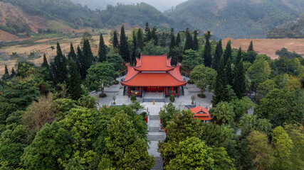 Aerial or distant panoramic views of the Dinh Hoa Safe Zone (ATK), a historic revolutionary base...
