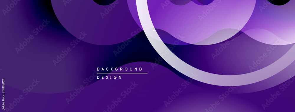 Poster Abstract purple background. Overlapping shapes create dynamic, modern visual effect. Smooth gradients, flowing lines present elegant design.