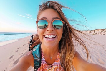 Beach Happiness: A Smiling Traveler's Selfie