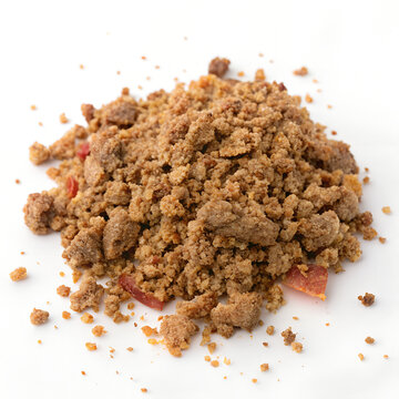 Sausage crumbles. isolated on a white background ...