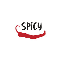 Hand drawn chili pepper with spicy saying