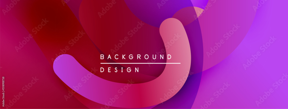 Poster abstract fluid shapes overlap, creating vibrant magenta, purple hues. text reads background design c