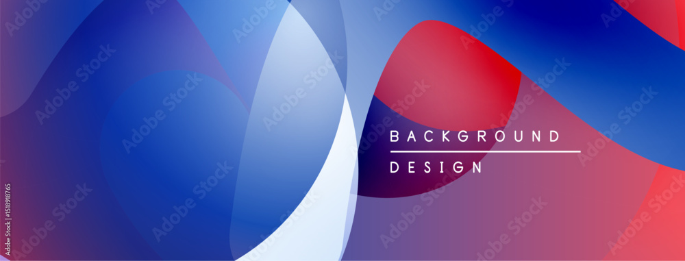 Aufkleber Abstract fluid shapes overlap, creating vibrant blue, red gradients. Modern design emphasizes smooth transitions, dynamic composition.