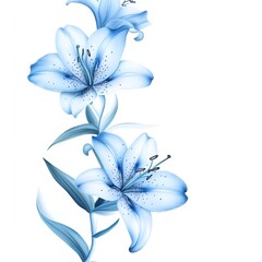 A delicate border of blue lilies in motion.