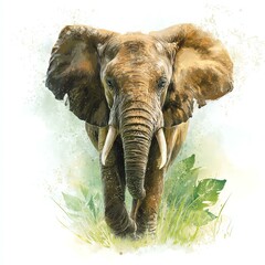Majestic elephant in natural green habitat.
