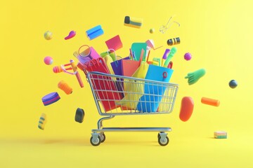 Loopable animation of cart rotating with vibrant school gear in motion