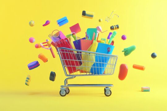 Loopable animation of cart rotating with vibrant school gear in motion