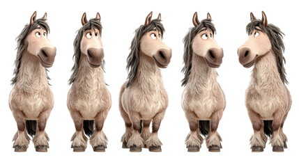 Playful and Charming Cartoon Horse Characters in Various Expressions and Poses