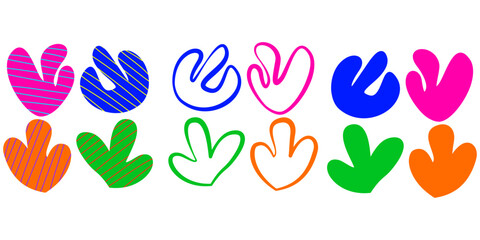 set of colorful abstract shape for sticker. Retro groovy style.