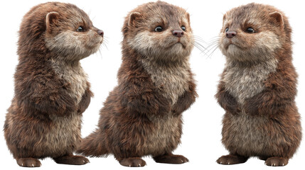 Cute and Playful Cartoon Otters in Various Poses with Adorable Expressions