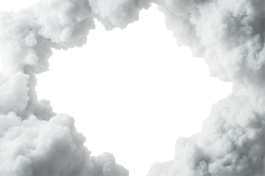 A black, irregularly shaped void framed by wispy, grey smoke or clouds