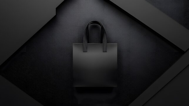 Black paper bag on black background.