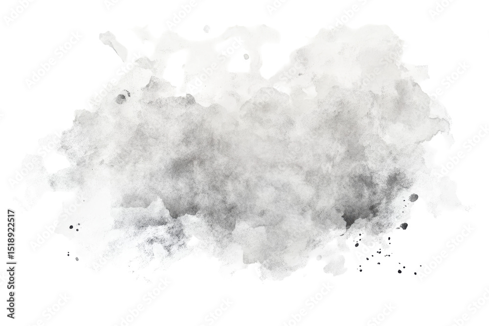 Poster an amorphous grayscale blob, textured like smoke or clouds, with irregular edges and varying shades 