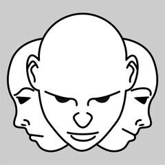 Illustrations of three faces