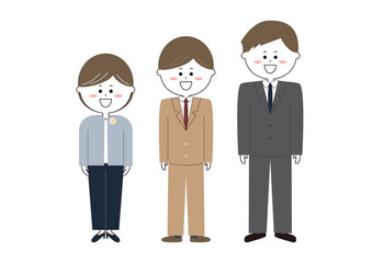 入学式に行く父母と男の子のイラスト