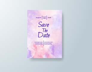 Wedding invitation with abstract watercolor background