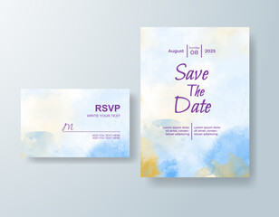 Wedding invitation with abstract watercolor background