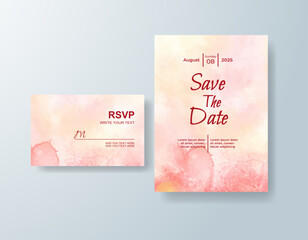 Wedding invitation with abstract watercolor background