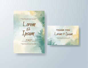 Wedding invitation with abstract watercolor background