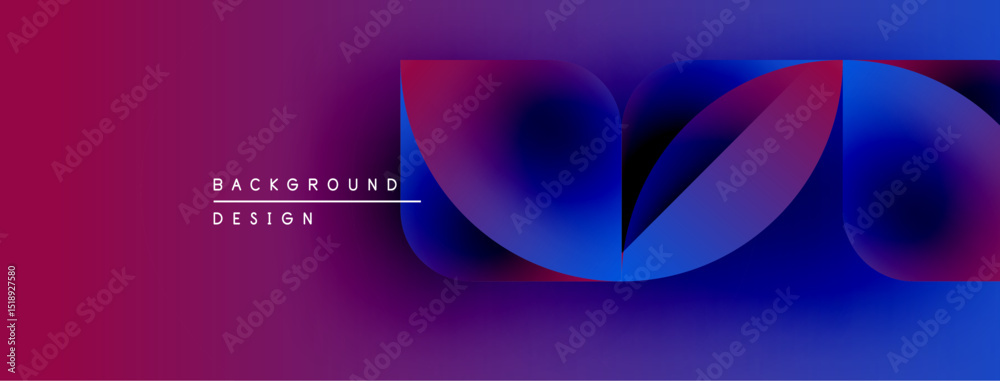 Aufkleber Abstract gradient banner. Vivid purple, blue hues blend. Modern design elements create dynamic visual impact. Text reads background design.