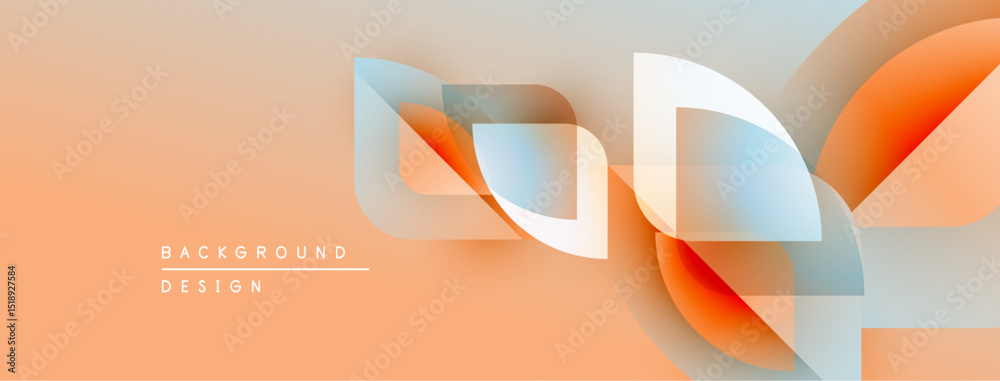 Aufkleber Abstract shapes overlap, creating dynamic visual effect. Peach tones dominate background, with blue accents. Modern design elements present.