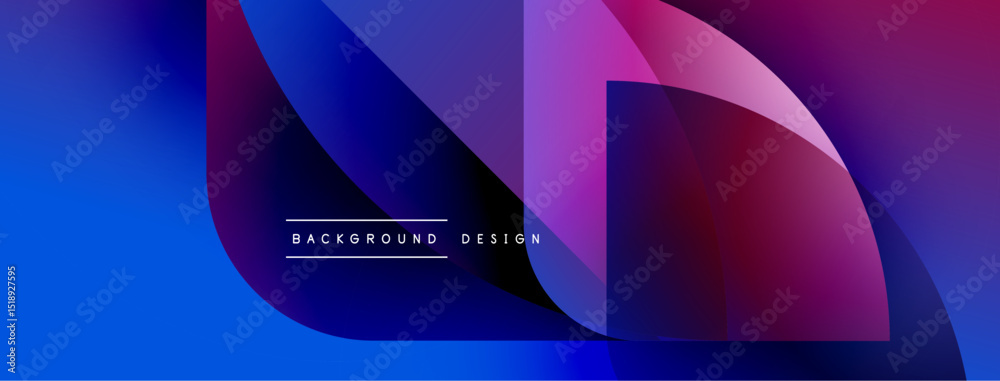 Poster Abstract gradient shapes overlap, creating dynamic visual effect. Blue transitions to purple, modern design element.