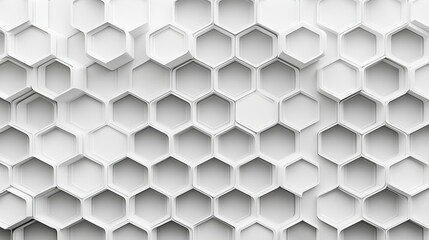 Naklejka premium Seamless white 3D hexagon grid background, minimalist geometric surface, modern architecture pattern, ideal for technology, science, or design projects.