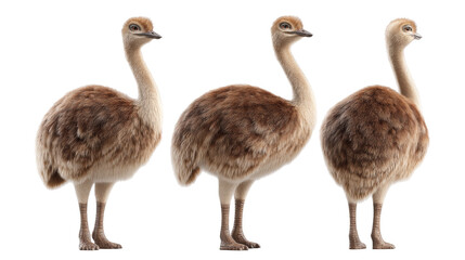 Realistic 3D Model of Three Flightless Birds with Unique Feather Patterns