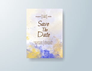 Wedding invitation with abstract watercolor background