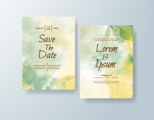 Wedding invitation with abstract watercolor background