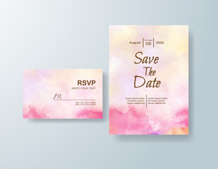 Wedding invitation with abstract watercolor background