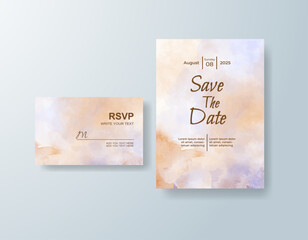 Wedding invitation with abstract watercolor background