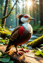 Majestic Bird in Sunlit Forest