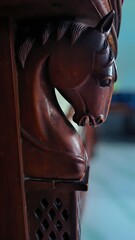 Exquisitely Carved Wooden Horse Head Detail © Elbrandan