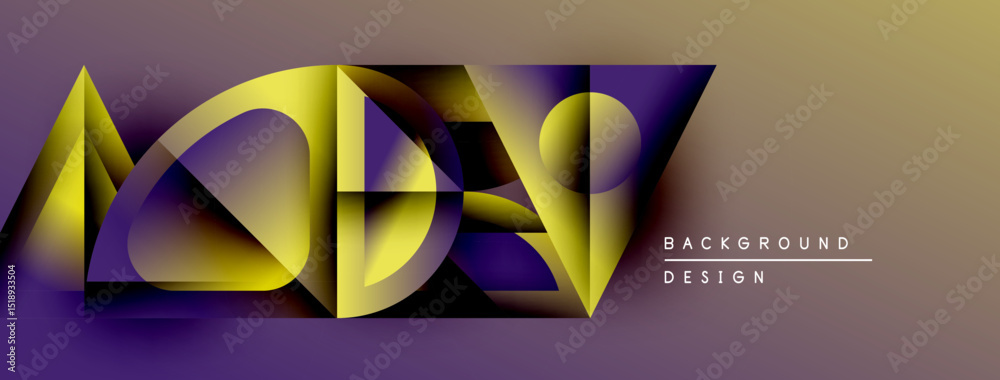 Aufkleber abstract geometric design. gold, purple hues blend. modern style, dynamic composition. background el