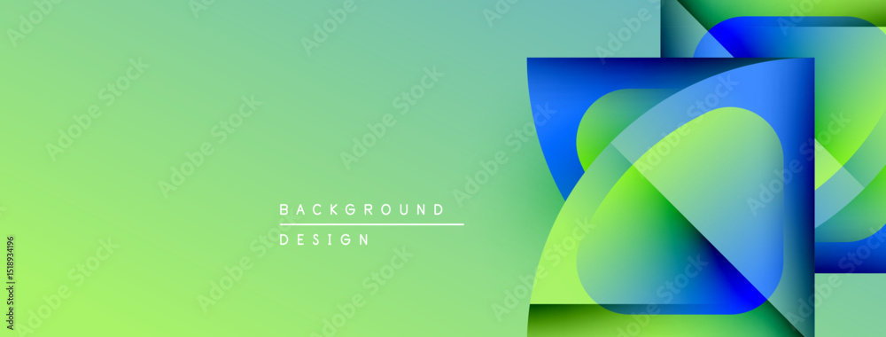 Aufkleber abstract geometric shapes overlap, creating vibrant green, blue gradients. modern design element for