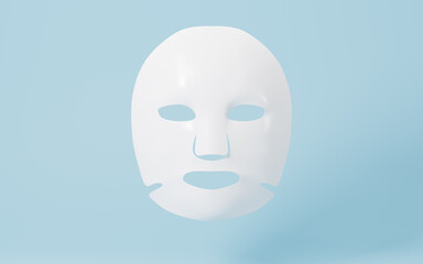 Facial skin care mask, hydrating mask, whitening mask, Advertising skincare concept, 3d rendering.